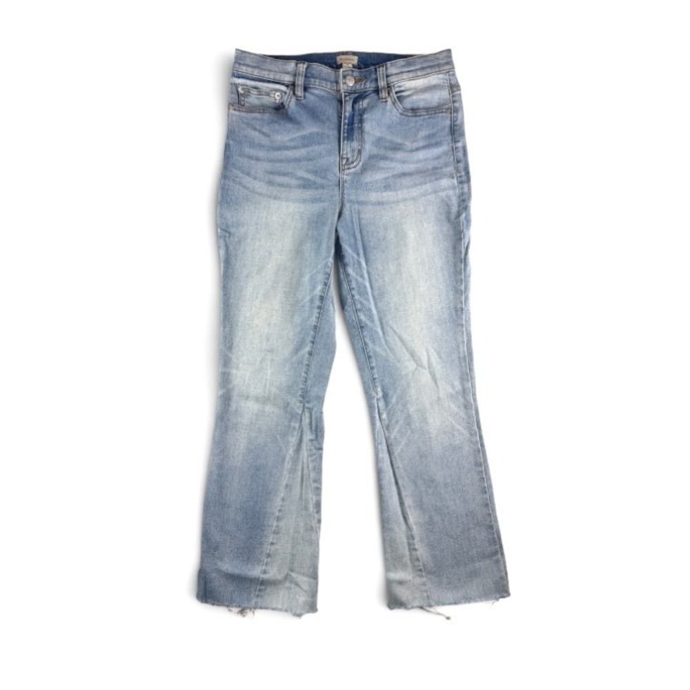 Cremieux Womens Light Wash High Rise Raw Hem Straight Leg Jeans 8 Kick Flare